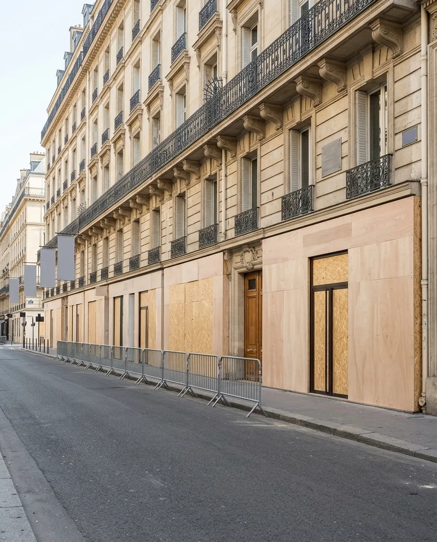 Protection de vitrine avant une manifestation